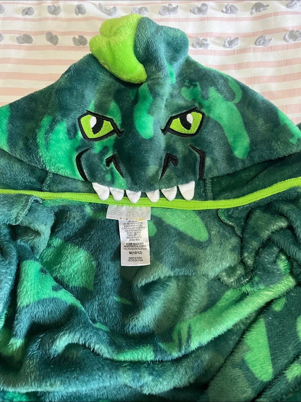 Cozy Green Camo Kids One-Piece Footie with Hood